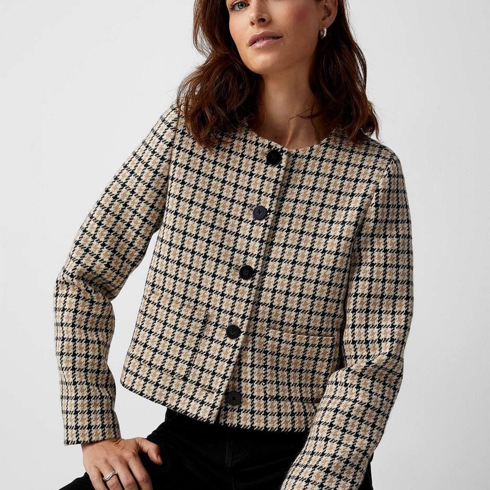 Simons Black, Cream, Tan Jacket